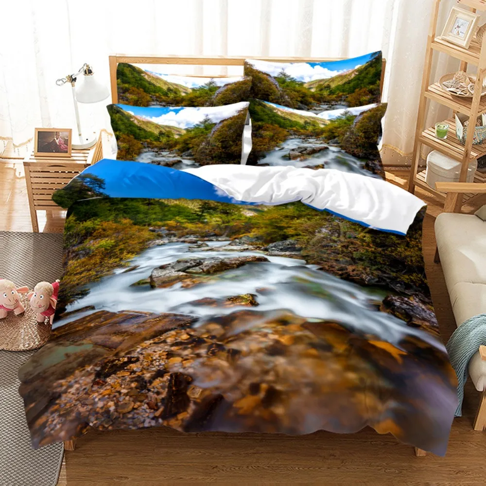 

Natural Scenery 3D Print Comforter Bedding Set Cloud Sky Lake Fantastic Queen Twin Single Duvet Cover Pillowcase Home Luxury Set