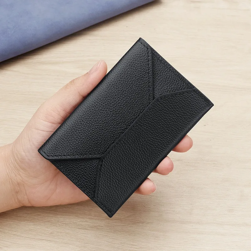 Мужской тонкий кошелек-конверт из натуральной кожи с отделением для кредитных