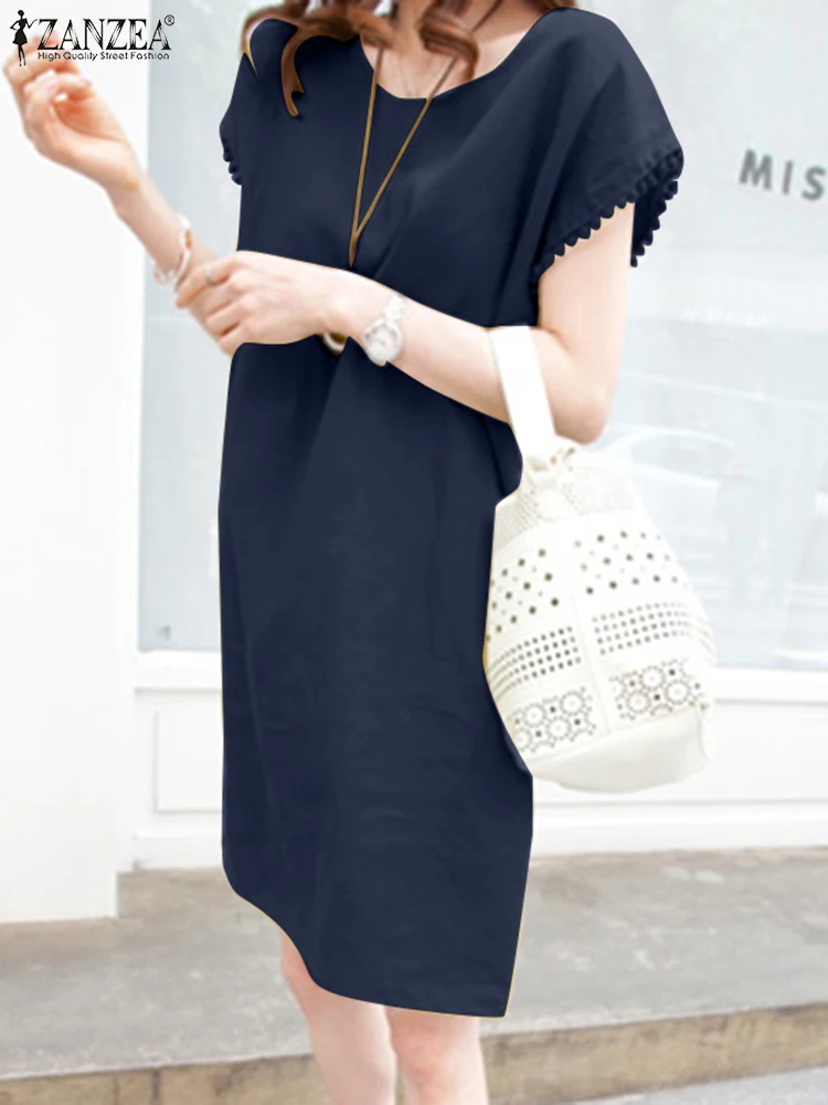 

Женские платья, модное однотонное уличное платье с круглым вырезом, новый хлопковый летний сарафан без рукавов, праздничные платья ZANZEA 2022