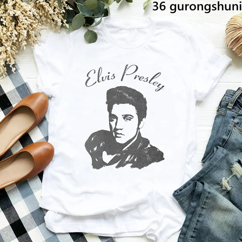 

Женская футболка с коротким рукавом The King I Lvoe Elvis Presley, летняя футболка в стиле Харадзюку 90-х