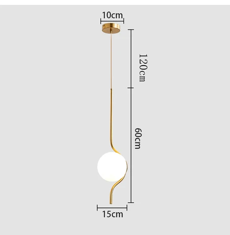 Подвесной светильник для ресторана в скандинавском стиле, белый стеклянный шар, Золотая прикроватная лампа для спальни, столовой, кухни, кафе, бара, подвесной светильник