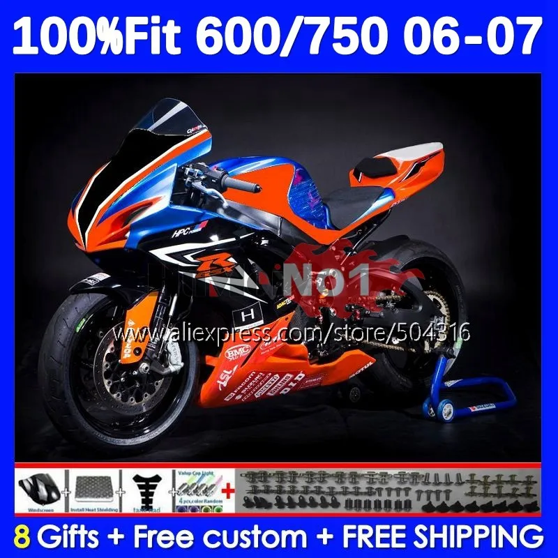 

Injection Body For SUZUKI GSXR-750 GSXR 600 750 CC 16No.82 Race Orange GSXR-600 K6 750CC GSXR600 GSXR750 06 07 2006 2007 Fairing