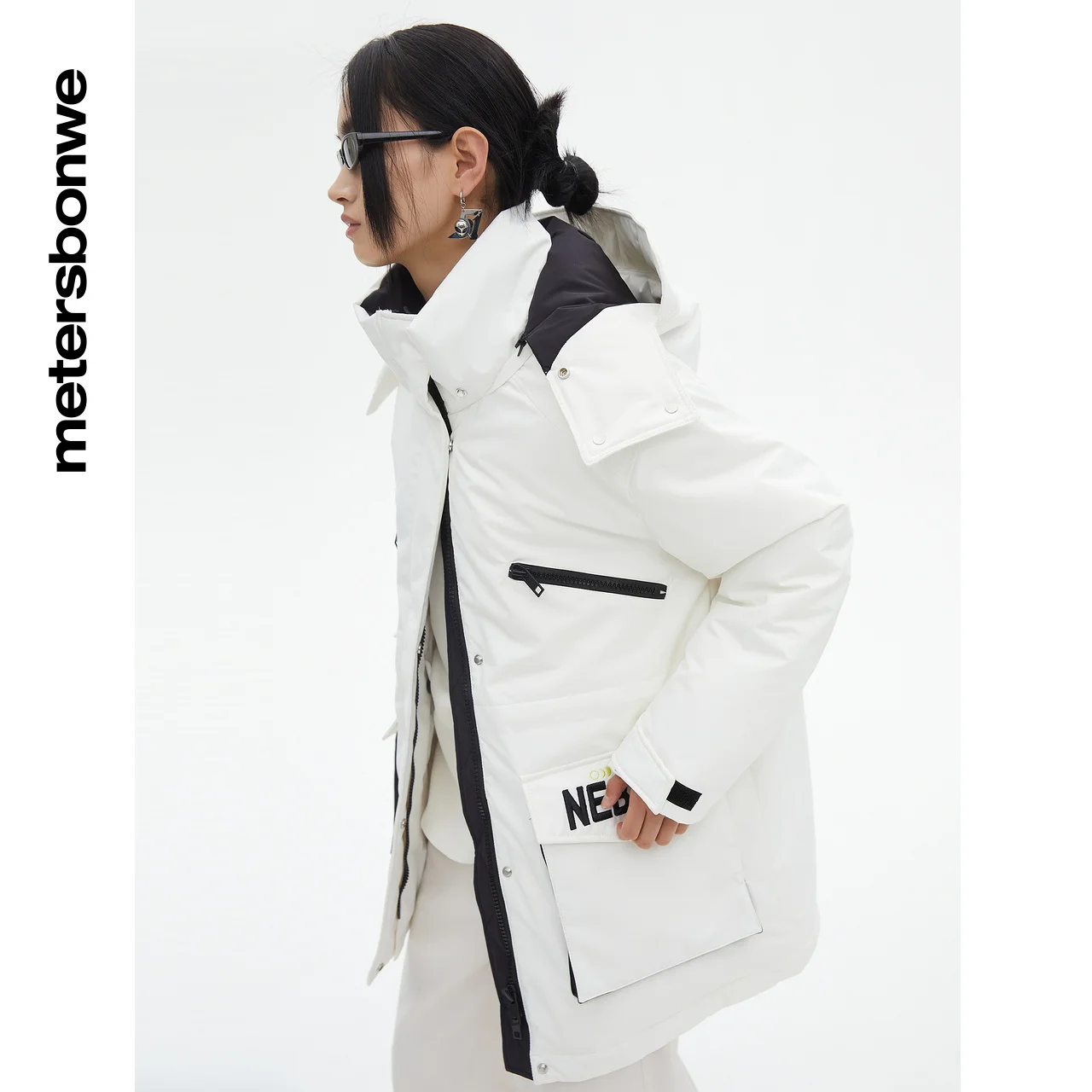 Metersbonwe Hooded Down Jacket Women Winter Cargo Parker Jackets Female Loose Down Jacket Outerwear Warm Jackets Brand Clothing