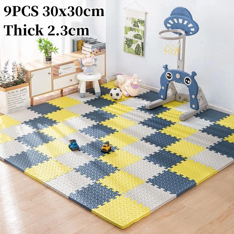 Thick 2.3cm Playmat 9PCS 30x30cm Foam Puzzle Mat Play Mats Baby Game Mat Puzzle Mat Floor Mat Foot Mat Children's Gym Baby Mat