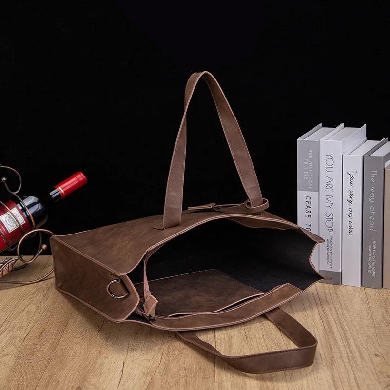 Мужская сумка-тоут модная Универсальная мягкая кожаная сумка через плечо