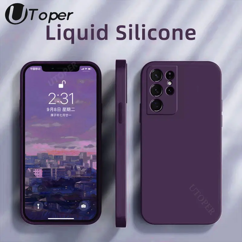 

Square Silicone Phone Case For Samsung Galaxy S22 S21 Ultra S20 S10 Plus FE A52 A53 A73 A33 A72 A71 A51 A32 4G 5G Back Cover