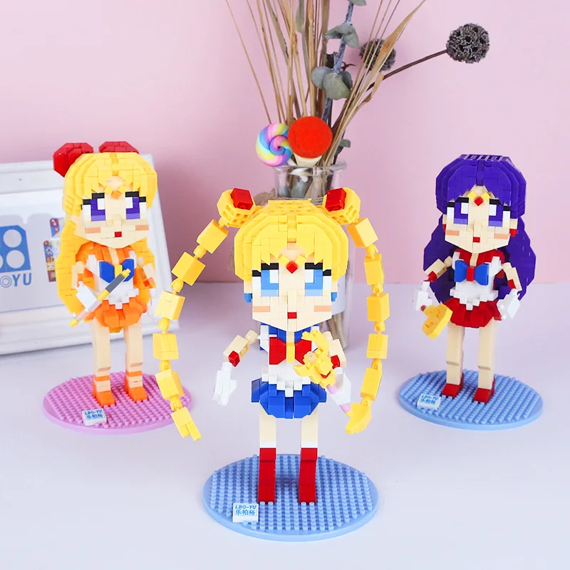 

New Miniature Small Particles DIY Building Blocks Assembled Children's Toys Sailor Moon Rabbit Girl Birthday Gift