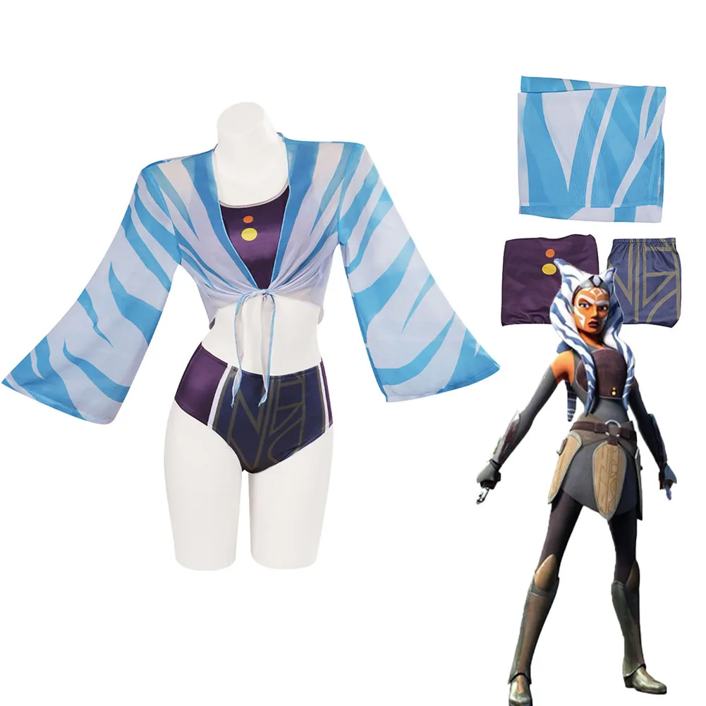 

Костюм для косплея Ahsoka Tano, жилет, шорты, плащ, женская одежда для ролевых игр, костюм на Хэллоуин, карнавал, яркий костюм, Маскировка для взрос...
