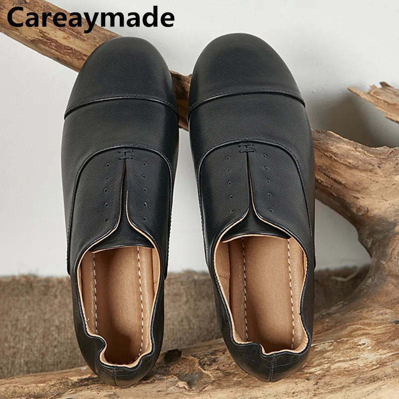 

Женские туфли Careaymade из натуральной кожи, мягкая подошва, удобная модная Ретро обувь на плоской подошве