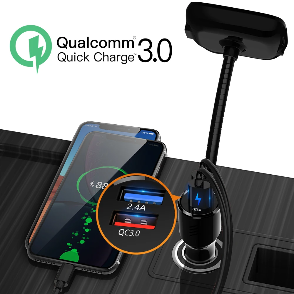 Плеер MP3 с ЖК-экраном, папкой, Bluetooth-передатчиком FM и функцией громкой связи с быстрой зарядкой автомобильного устройства QC3.0 и поддержкой TF AUX USB.