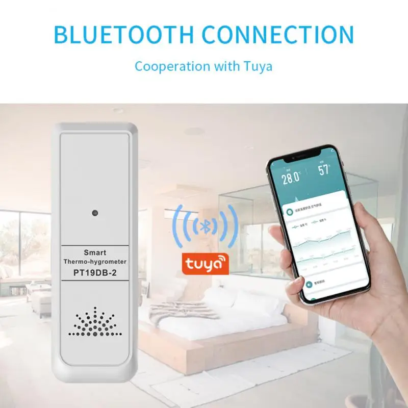 

Датчик температуры и влажности Tuya, миниатюрный гигрометр с Bluetooth для дома и улицы, управление через приложение