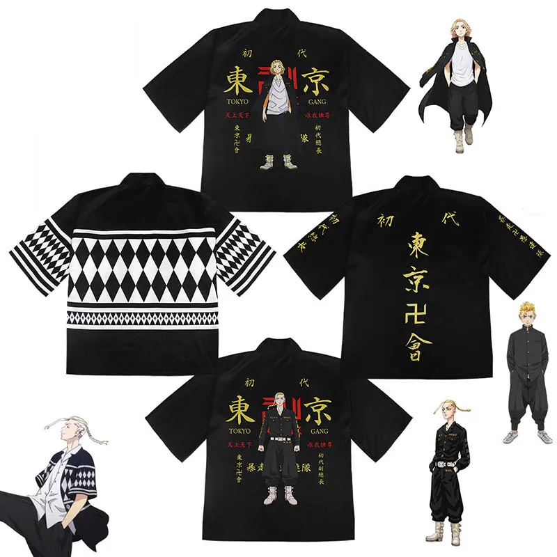 

Anime Tokyo Revengers T-shirt Draken Mikey Cosplay Costume Hanagaki Takemichi Ken Ryuguji Haori Summer Short-sleeve Tops Cloak