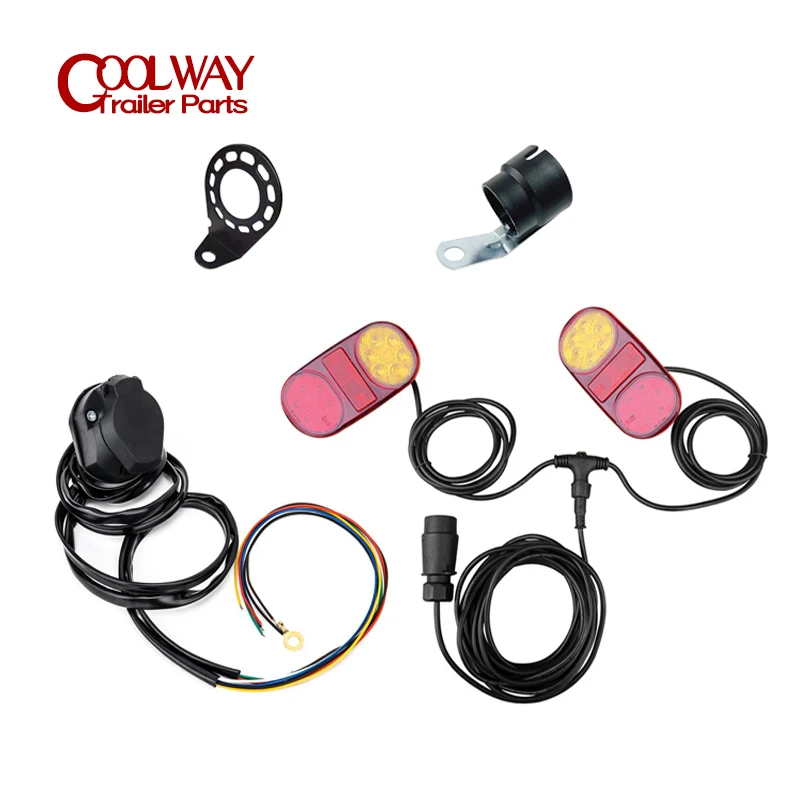 Waterproof ADR Approval 12V LED Trailer Tail Lights Lamp Cable Kit 7 Pin Socket Plug RV Parts Camper Accessories Caravan