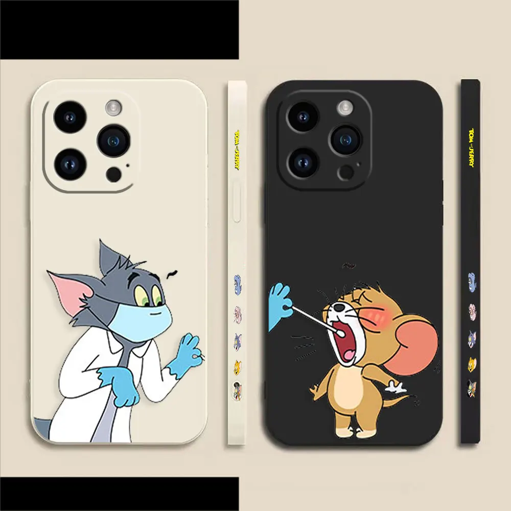 

Funny Cute Tom And Jerry Phone Case For Apple iPhone 14 13 12 11 Pro XS Max Mini X XR SE 7 8 6 6S Plus Colour Liquid Case Funda