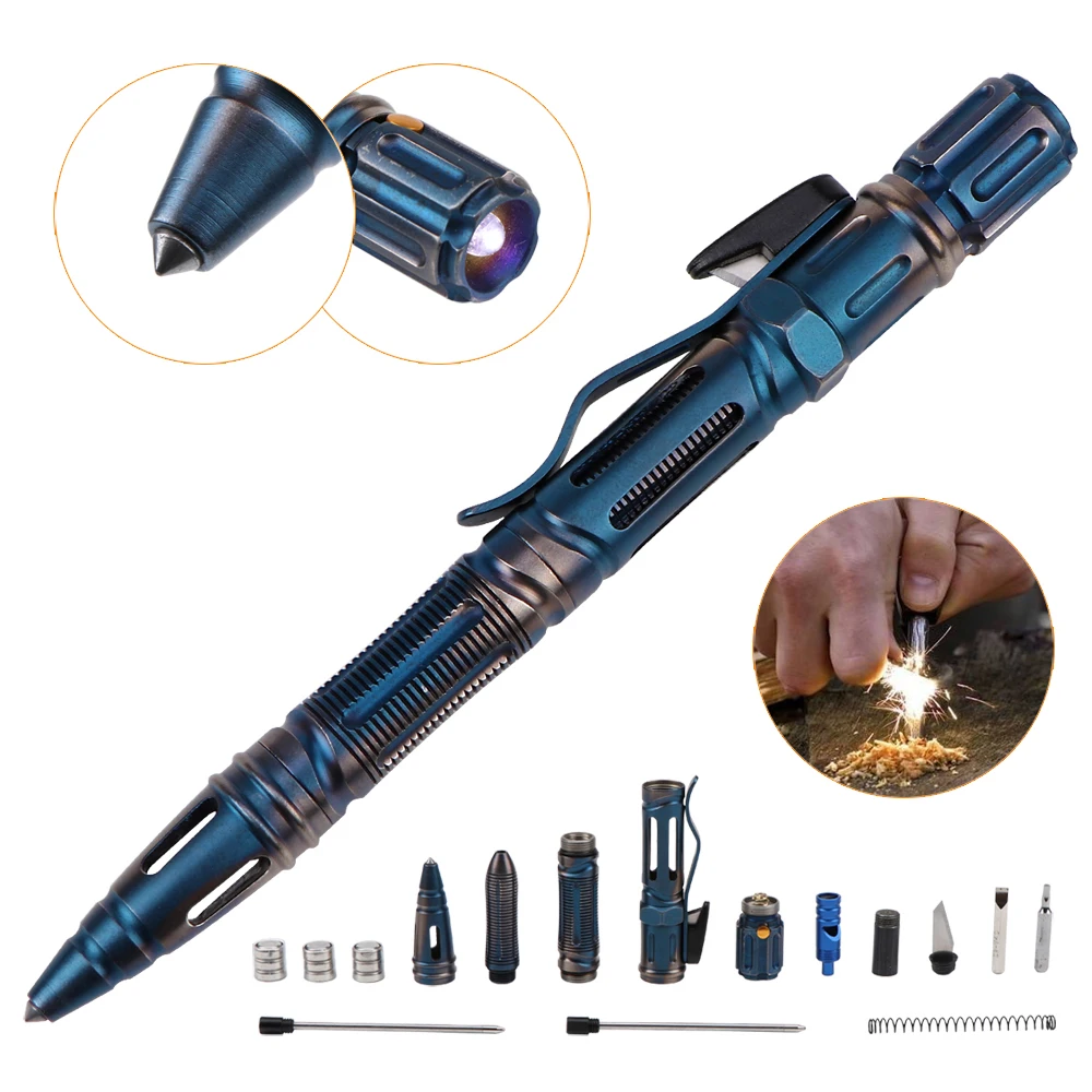 

Новинка, тактическая ручка для самозащиты, многофункциональная ручка со светодиодной светильник кой, инструмент для ремня безопасности со ...