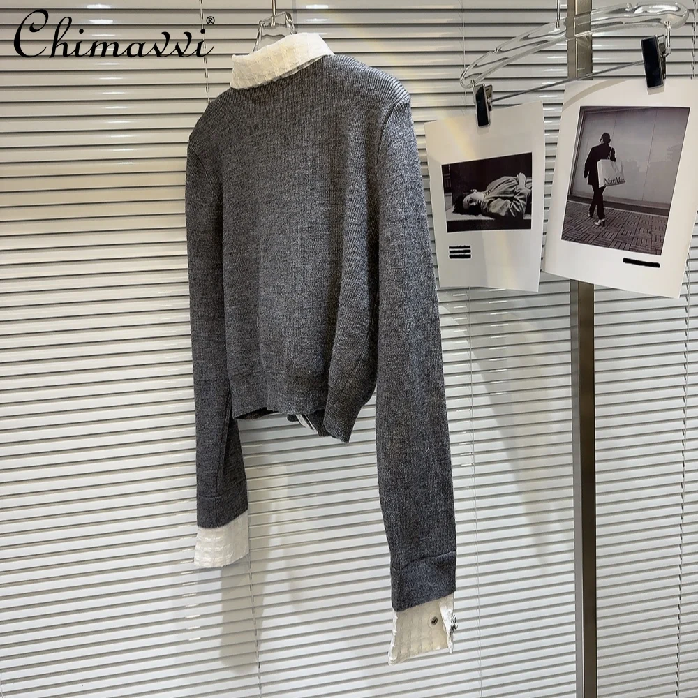 Осенняя одежда 2024 новый французский сетчатый воротник с воротником из двух