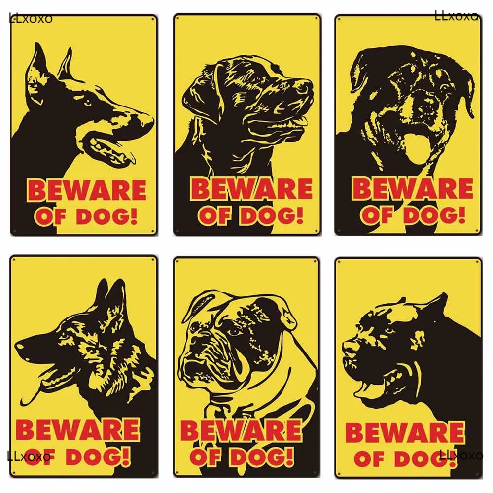 

Beware of Dog Vintage Metal Tin Signs Poster Warning Dog Retro Plaque Wall Decoration
