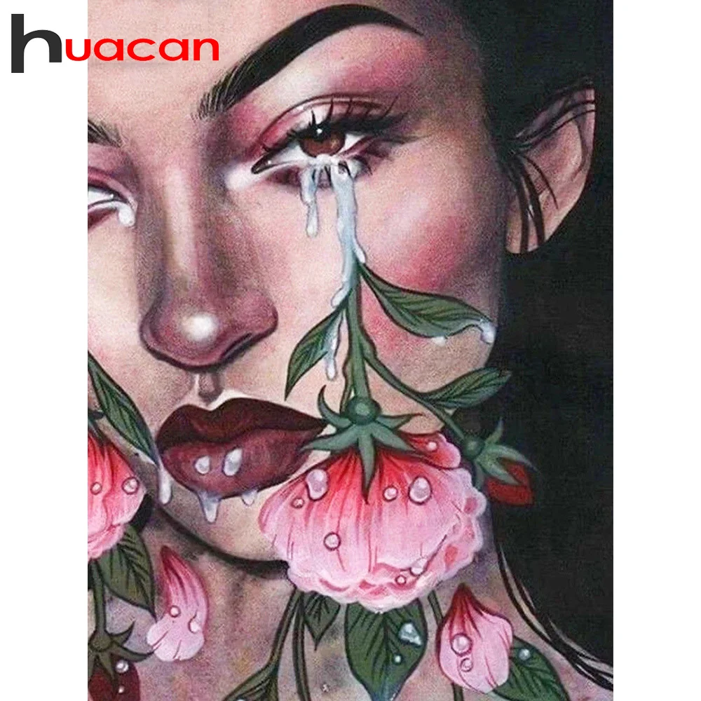 

Набор для алмазной вышивки «сделай сам» Huacan, картина с портретом девушки 5d, мозаика с цветами, ручная работа, подарок
