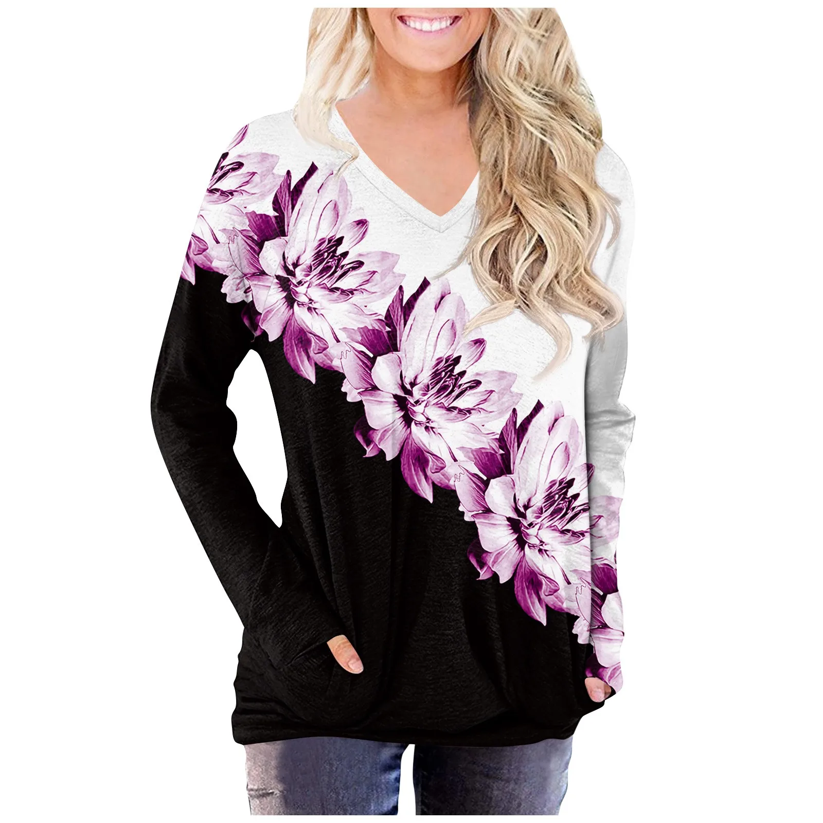 

Женская Осенняя одежда, изящный Женский пуловер с V-образным вырезом, модный Женский свитшот с длинными рукавами, бесплатная доставка