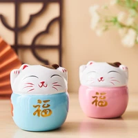 ceramic piggy bank fun lucky cat statue modern home decoration desk accessories living room decoration animal model wind chimes