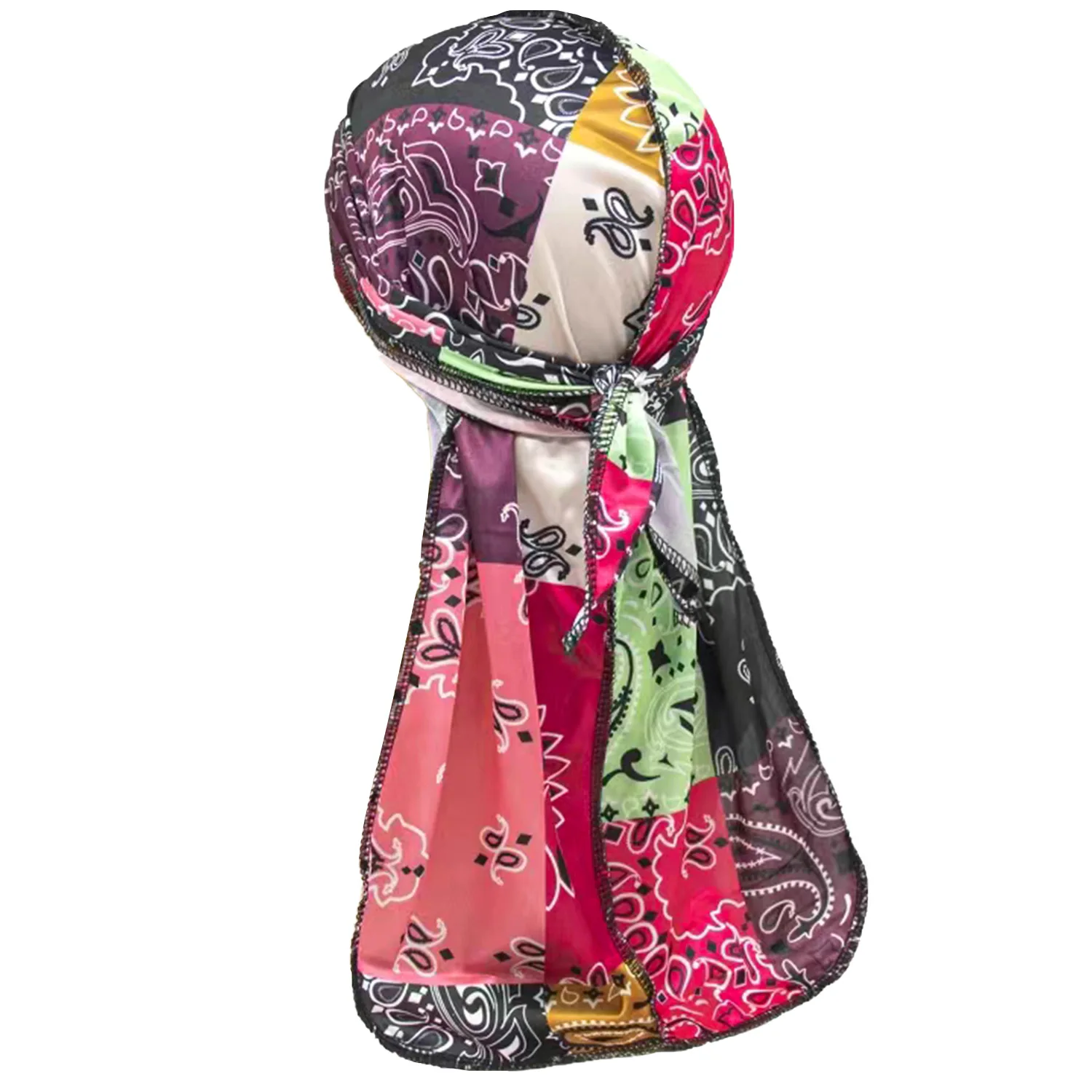 Шелковистые банданы Durags с принтом пейсли для мужчин байкерская повязка на голову