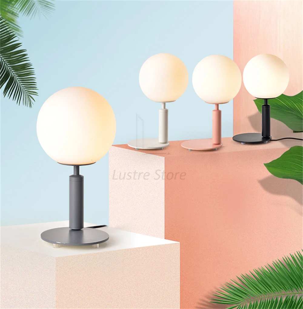 

Danish Bedside Table Lamp Simple Modern Study Lighting Nordic Creative Warm Bedroom Ins Girl Makaron Glass Table Lamp