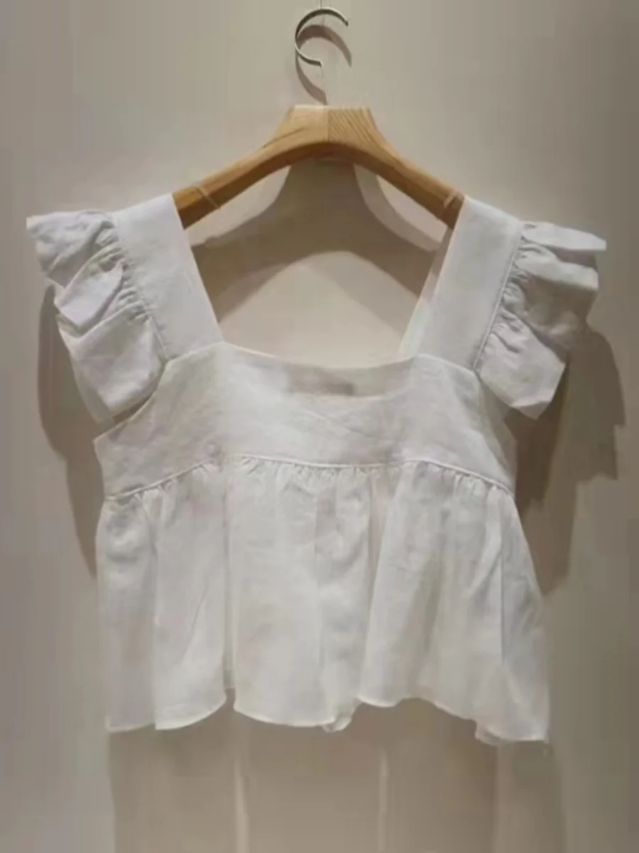 Летняя одежда Южной Кореи Dongdaemun новый маленький белый квадратный воротник