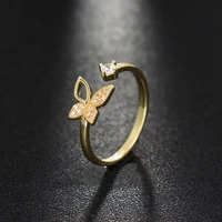 emmaya exquisite butterfly appearance cute design ring with tiny zirconia decoration banquet for female noble adjustable gift