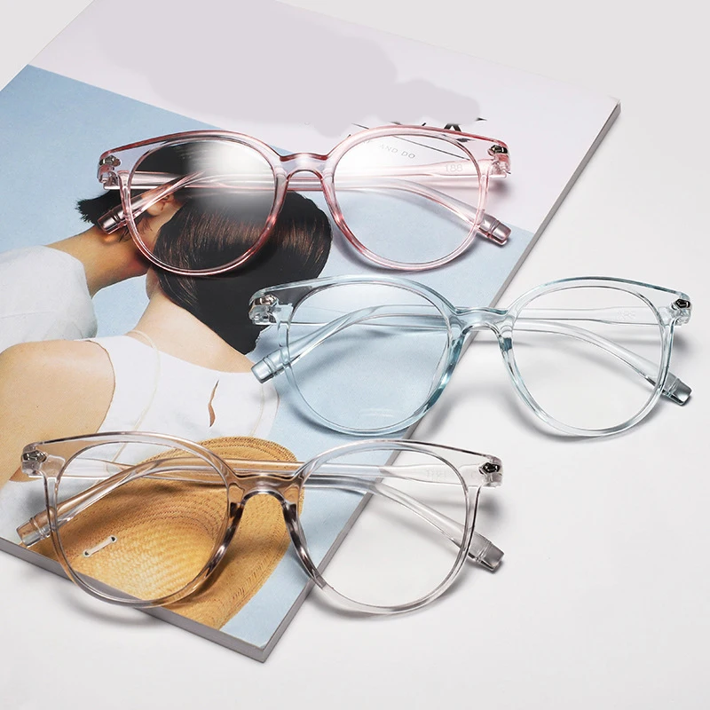 

Vintage Women's Eyeglass Blue Light Blocking Glasses Mirror Spectacle Frame Flat Mirror Retro Transparent Classic Korean Glass