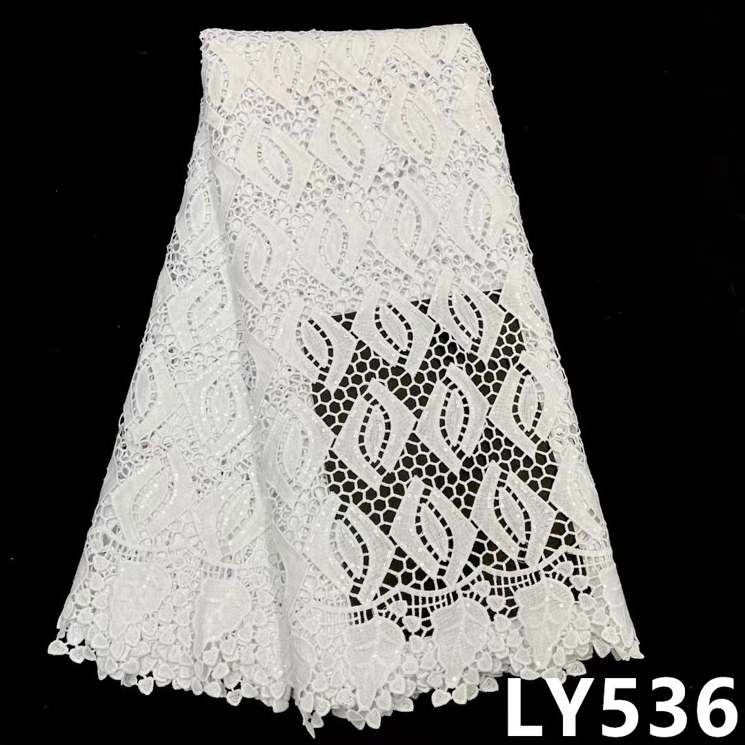 XIYA Nigeria Latest 2022 Sequin Lace Fabrics Africa High Quality Milk Skin Lace Fabrics 5 yards French Lace for Women LY536