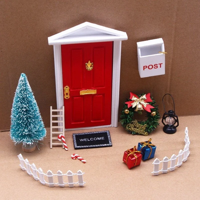 

Mini house Elf Door Christmas Decoration Set Miniature scene