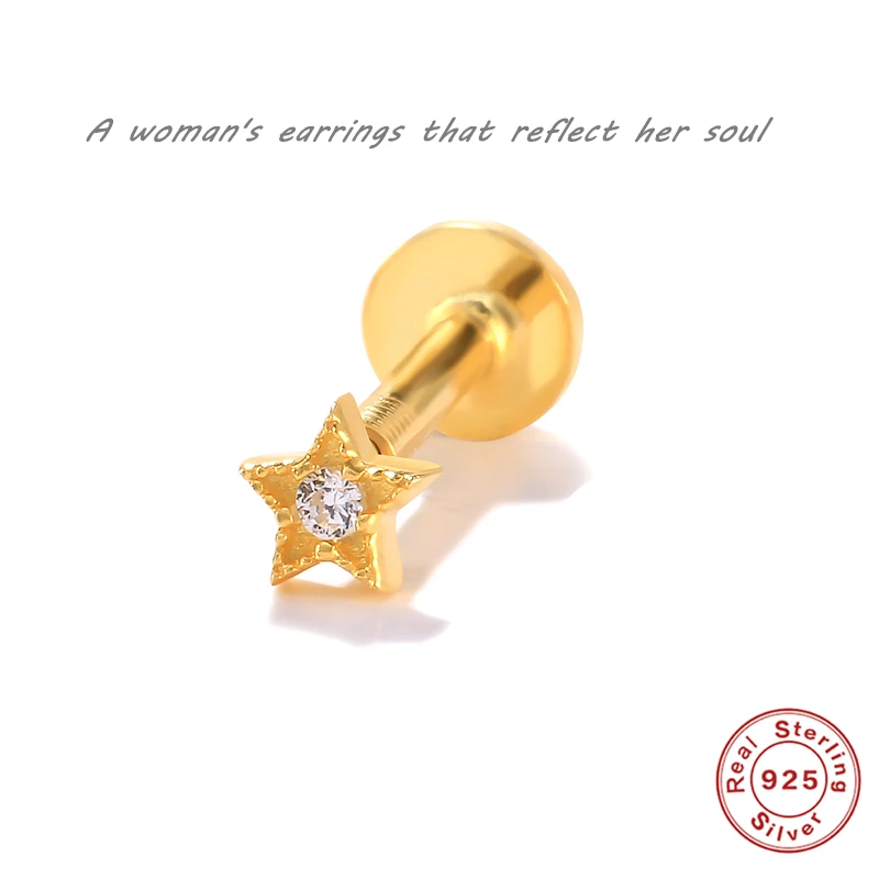 

Aide Exquisite Pentagram ☆ Stud Earrings 925 Sterling Silver All-match Small Earrings Elegant Women's Jewelry 2022