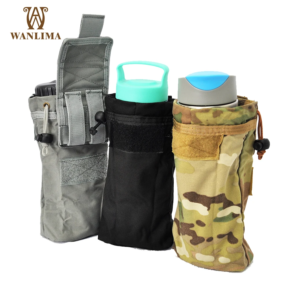 

Wanlima Outdoor Hiking Water Bottle Pack Military Tactical Camouflage Foldable Bag Hanging on Backpack
