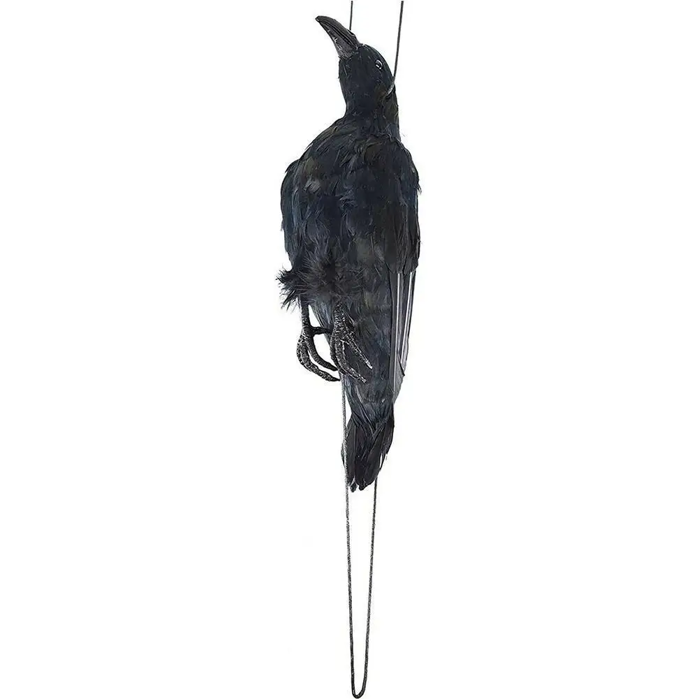 

1pc Bird Mold Animal Ornaments Realistic Hanging Dead Crow Decoy Lifesize Extra Large Black Feathered Crow Simulation Toys