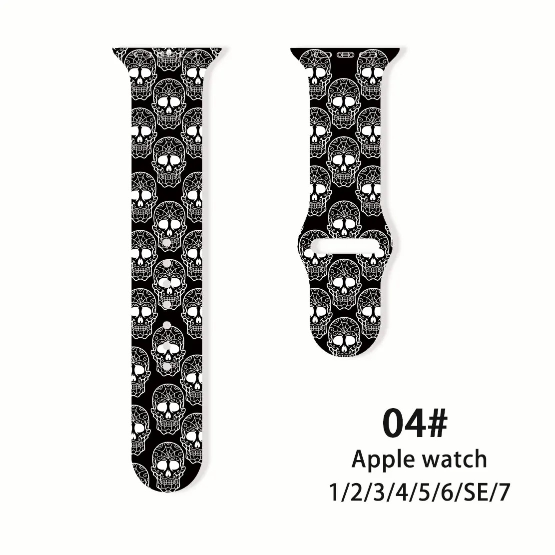 Ремешок силиконовый для Apple Watch Band SE 7 6 5 4 3 праздничный браслет с принтом iWatch 42 мм 44