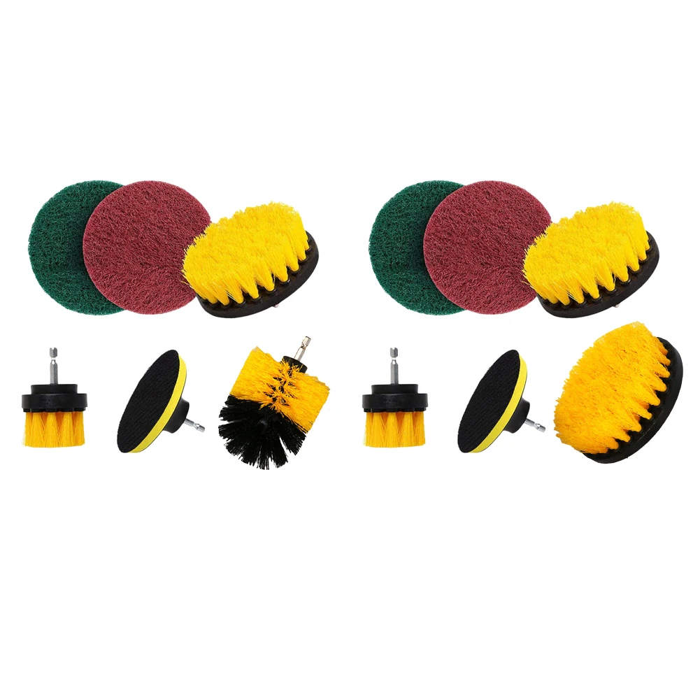 

6Pcs Electric Drill Brush Set with Scouring Pad Power Scrubber Cleaning Tool Kit Hexagonal Cordless for Tile Floor Glass Bathtub