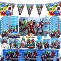 cartoon avengers kids baby shower birthday party decoration tableware cup plate napkins banner boy avengers balloons supplies