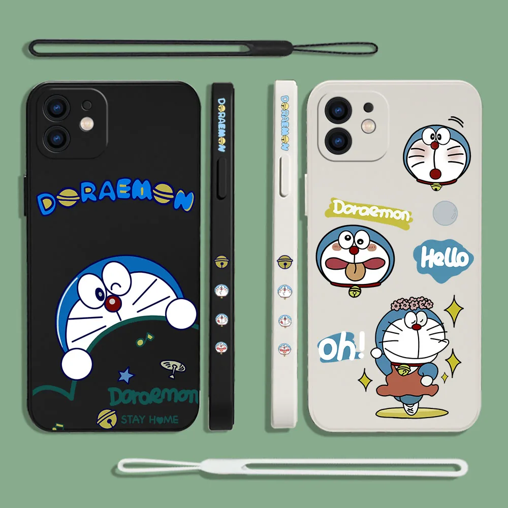 

Cute Doraemons Phone Case For Samsung A81 A53 A50 A12 A22S A52 A52S A51 A72 A71 A32 A22 A20 A30 A21S A11 4G 5G With Lanyard