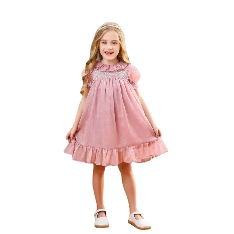Puff Sleeve Starlight Chiffon Dress 2022 Summer New Girls One-year-old Anniversary Super Beautiful Temperament Princess Dress