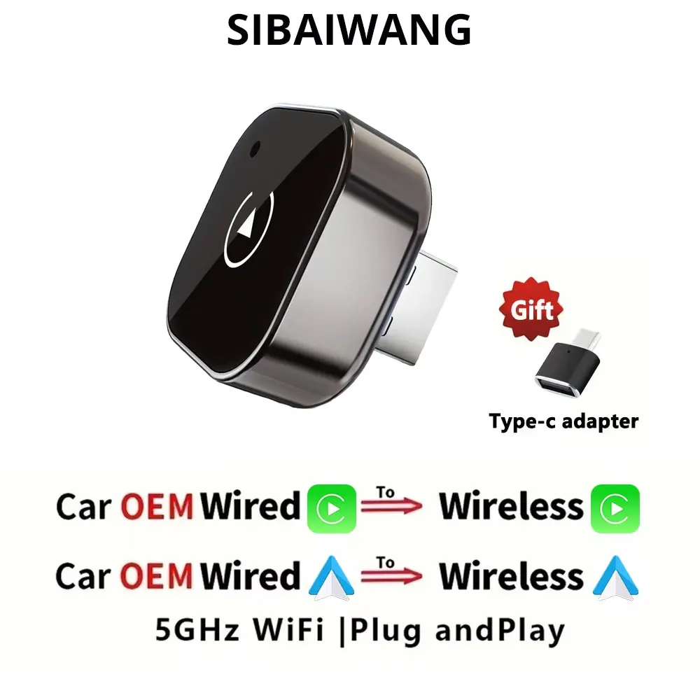 

Беспроводной адаптер Carplay 2в1 Беспроводной Android автоматический ключ для OEM проводов CarPlay транспортных средств Smart Box Автомобильный радиоприемник Bluetooth ﻿ UsbPort