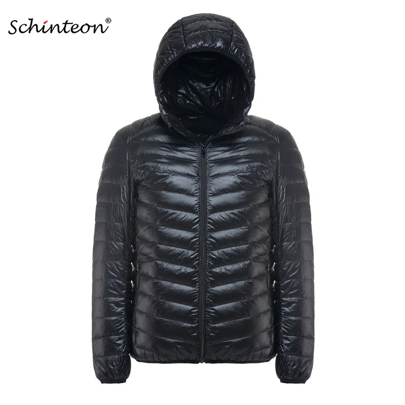 

Plus Size Schinteon Men White Duck Down Jacket Ultra Light Thin Casual Coat Outerwear with d New Arrival Winter Autumn