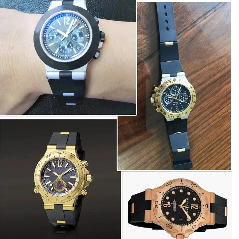 Резиновый силиконовый ремешок для часов Bvlgari с насечкой 22x8 24x8 мм DP42C14SVDGMT мужской и