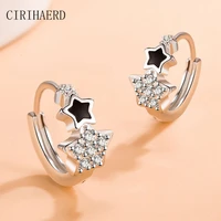 elegant temperament s925 silver needle micro mosaic zircon small round five pointed star earring women party earrings jewelry