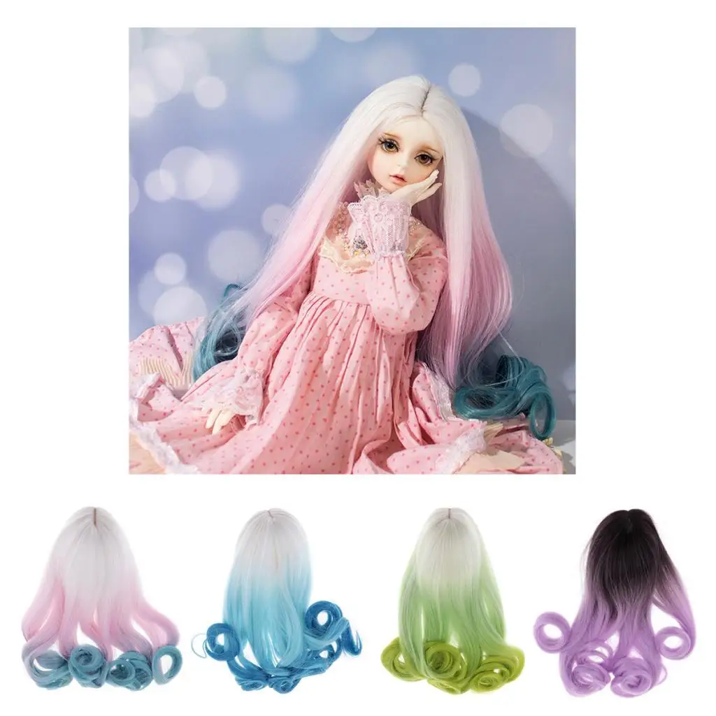 

1/4 1/3 BJD Doll Gradient Wig Curly Hair 30cm for Night Lolita Accessories