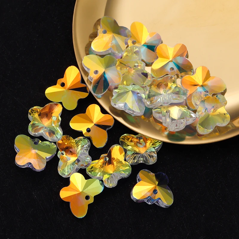 

20pcs Crystal Glass Necklace Pendant Butterfly Shape Charms For DIY Jewelry Making Woman Kids Necklace Pendant Accessories