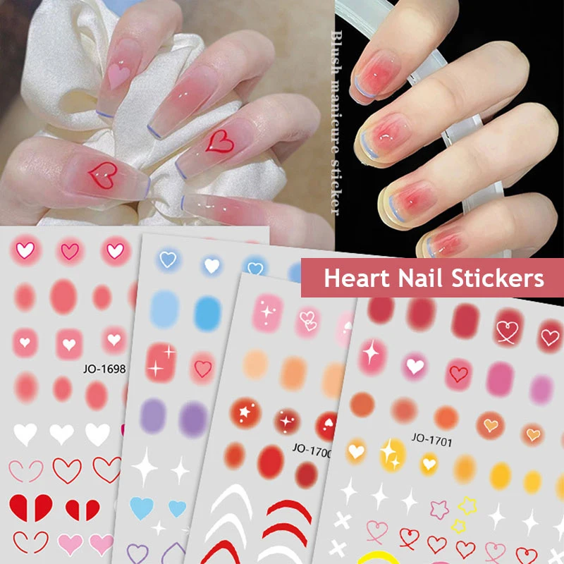 

1Sheet Nail Sticker Pink Cute Nail Decorations Decal Love Shaped 3D Slider Bloom Designs Style Nail Sticker Patch 8*10cm