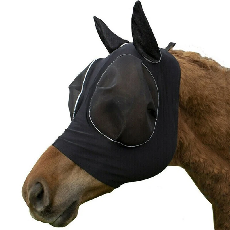 

New Multicolor Horse Masks Anti-Fly Worms Breathable Stretchy Knitted Mesh Anti Mosquito Mask Riding Equestrian Equipment