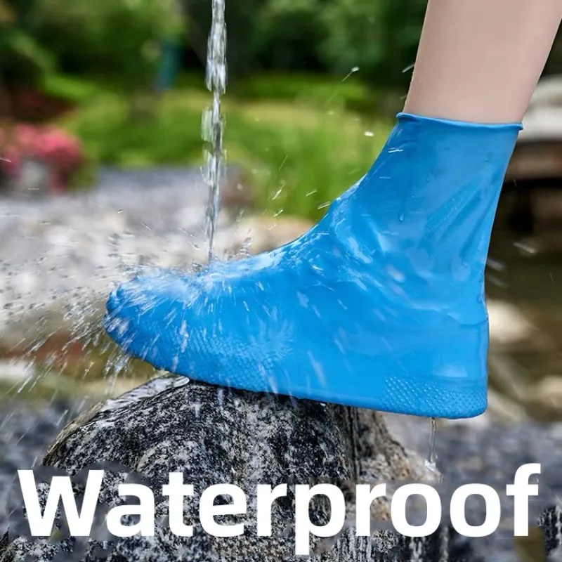 Silicone Waterproof Rain Boots Covers Reusable Rain Shoe Covers Unisex Shoes Protector Anti-Slip Shoes Cover For Outdoor Hiking