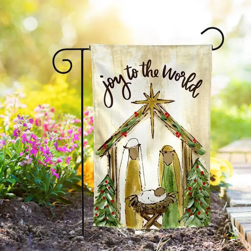 

Christmas Nativity Scene Garden Banner Christian Jesus Birth Garden Flag For Winter Holiday Garden Patio Yard Outdoor Decor 2023