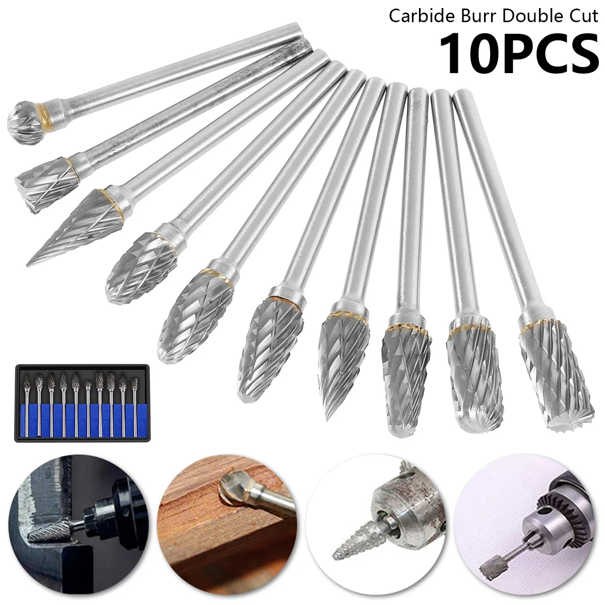 

Набор насадок для дрели, комплект из 10 твердосплавных насадок с хвостовиком 3 мм, подходит для большинства шлифовальных машин